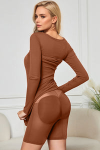 Women’s Slimming Bodycon Maxi Dress with Long Sleeves – Trendy Square Neck