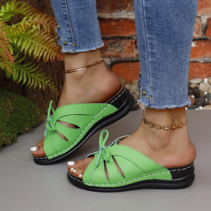 Tied Open Toe Low Heel Sandals Trandify Deal