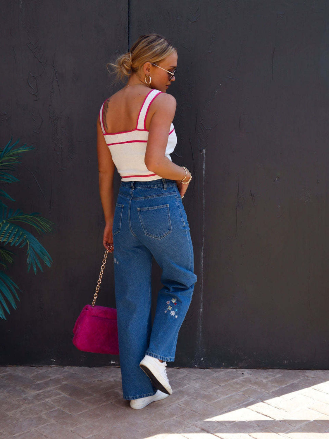 Embroidered Straight Jeans with Pockets Trandify deal