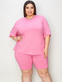 Basic Bae Full Size V-Neck Drop Shoulder T-Shirt and Shorts Set Trandify Deal