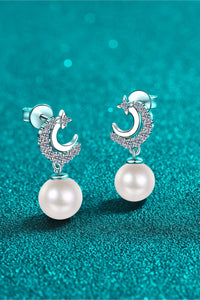 Moissanite Pearl Drop Earrings Trandify Deal