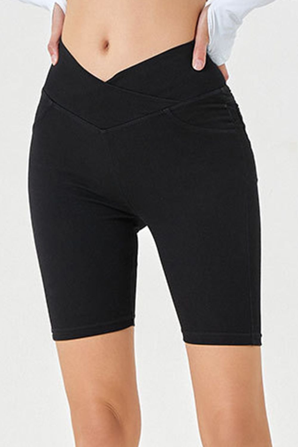 Basic Bae Asymmetrical Waist Denim Shorts with Pockets Trandify Deal
