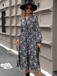 Perfee Lace Detail Printed Long Sleeve Midi Dress Trandify Deal
