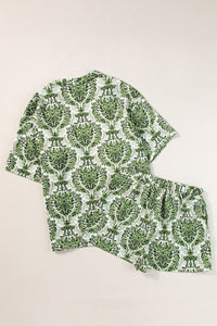 Printed Open Front Top and Shorts Set Trandify deal