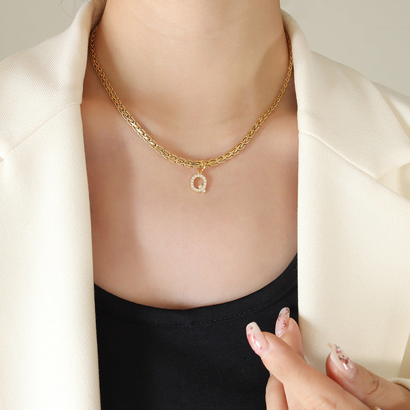 Brass Inlaid Zircon Letter Pendant Necklace Trandify Deal