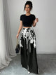 Printed Wide Leg Pants with floral boho pattern model walking