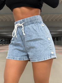 Drawstring High Waist Denim Shorts Trandify deal