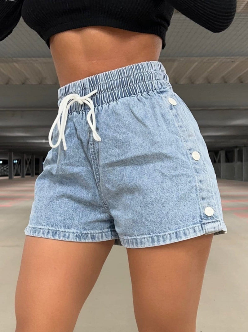 Drawstring High Waist Denim Shorts Trandify deal