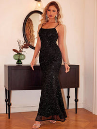 Sequin Square Neck Maxi Cami Dress Trandify Deal