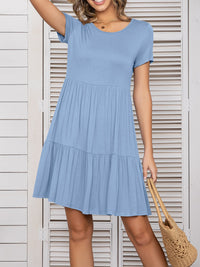 Round Neck Short Sleeve Mini Tee Dress Trandify deal