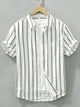 Men's Plus Size Classic Striped Short Sleeve Button-Up Shirt – Casual Slim Fit Summer Top for Big & Tall Men