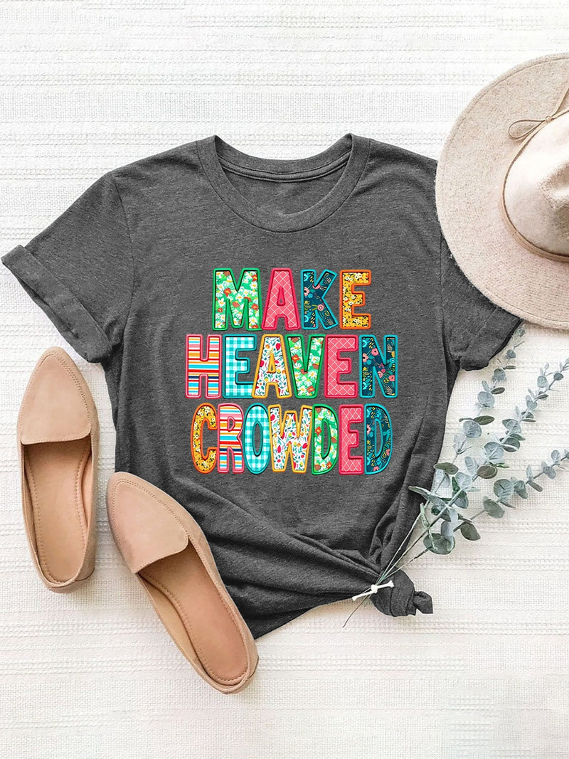Letter Round Neck Short Sleeve T-Shirt Trandify deal