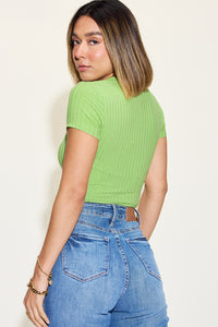 Basic Bae Full Size Ribbed Round Neck Short Sleeve T-Shirt Trandify Deal