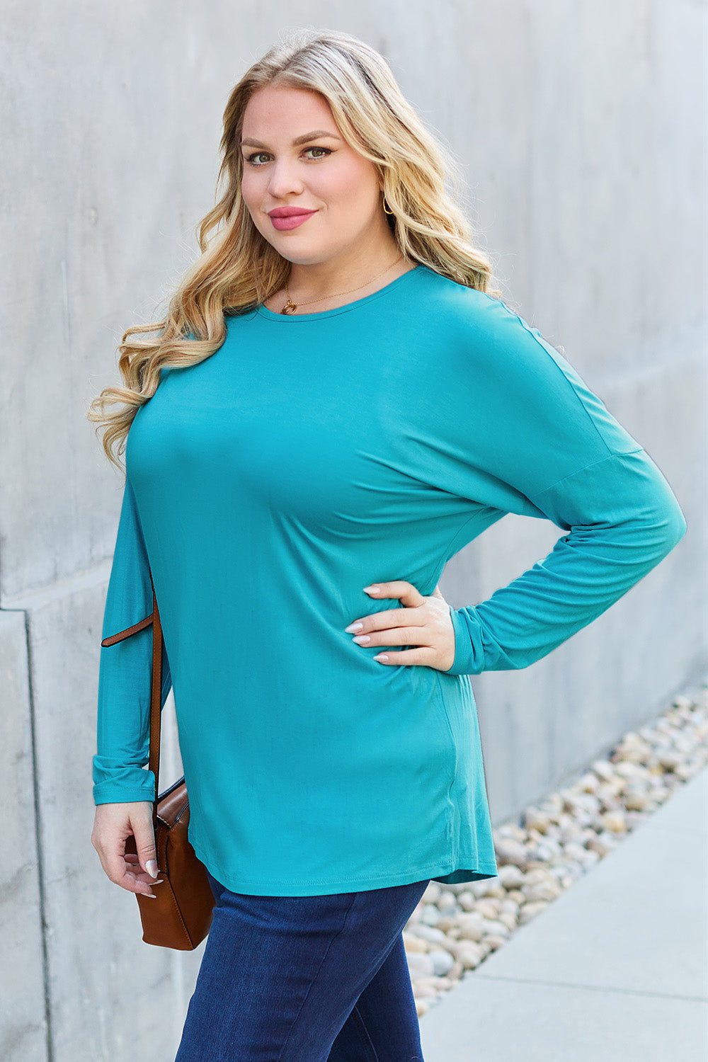 Basic Bae Full Size Round Neck Dropped Shoulder T-Shirt Trandify Deal
