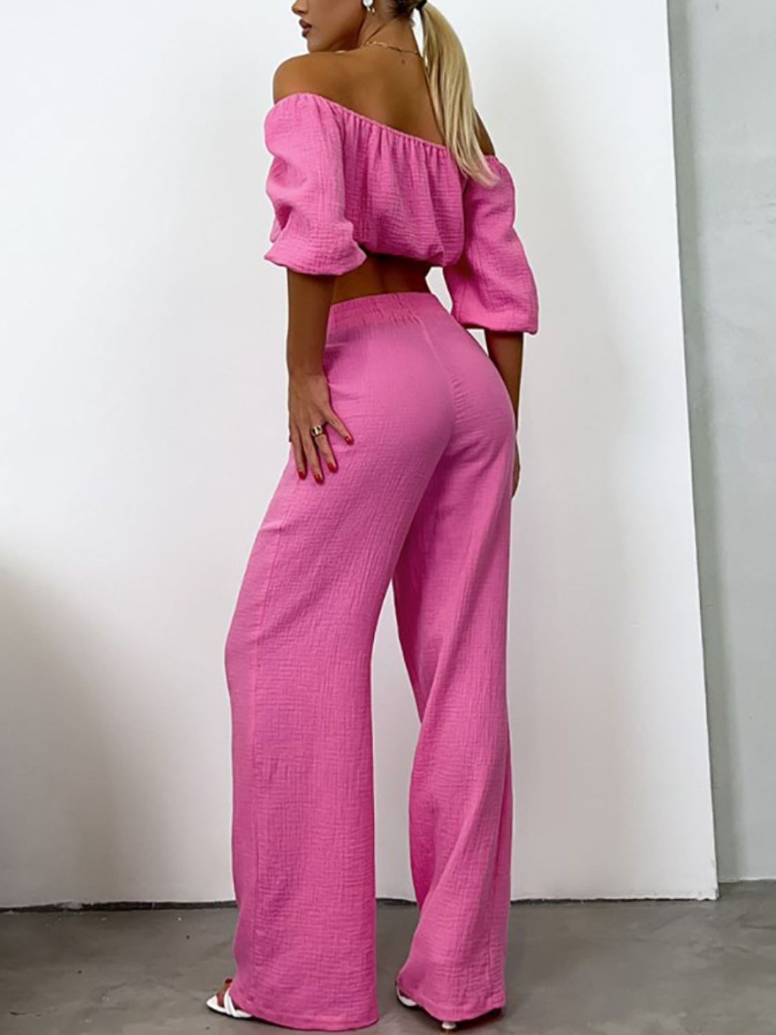 Off Shoulder Long Sleeve Top and Pants Set Trandify deal