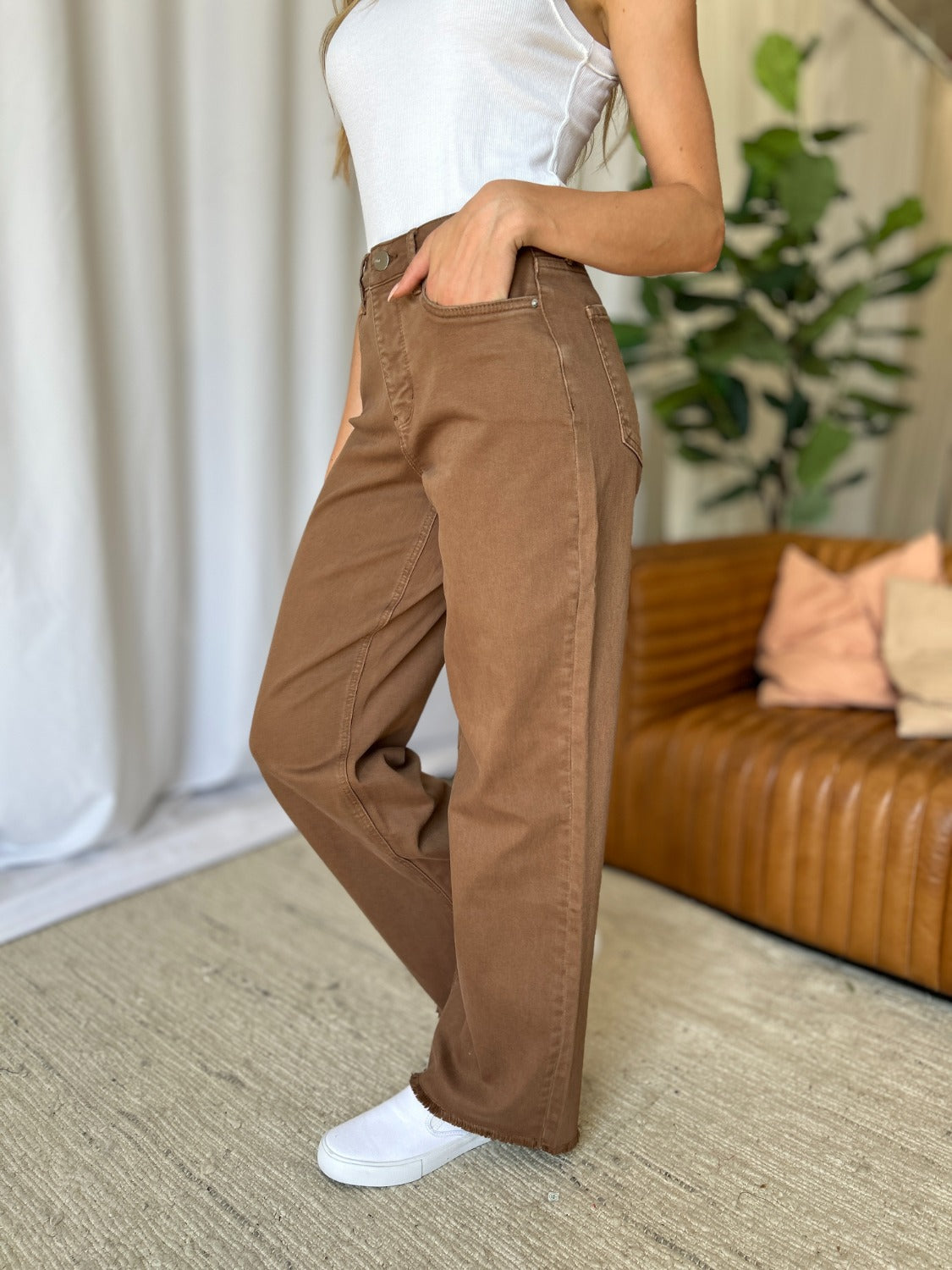 RFM Full Size High Rise Garment Dye Wide Leg Jeans Trandify Deal