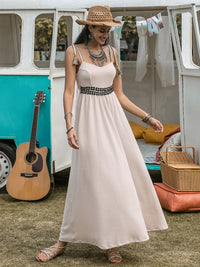 Waffle-Knit Tied Spaghetti Strap Dress Trandify Deal