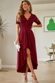 Lace Cutout V-Neck Short Sleeve Dress Trandify Deal