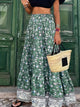 Full Size Tiered Printed Elastic Waist Skirt Trandify deal