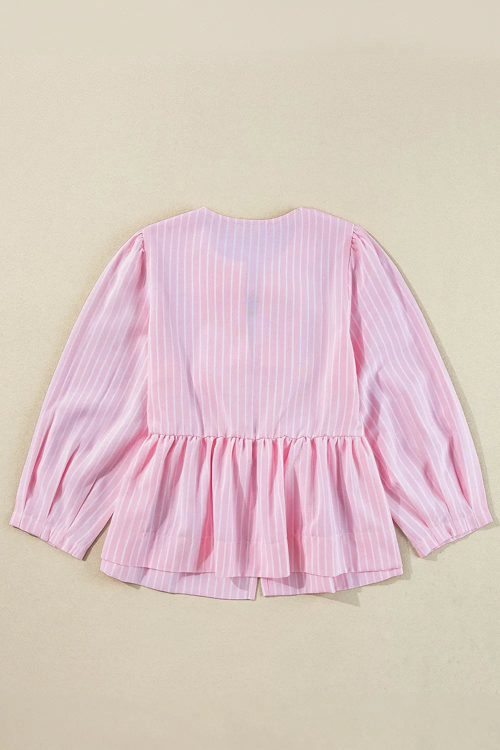 Women's Striped Peplum Blouse with Tie-Front Detail – Trendy Tops for Women