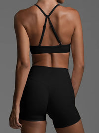 Women’s Ruched Sports Bra and High-Waisted Workout Shorts Set for Gym & Yoga