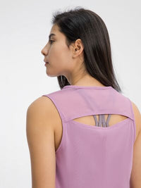 Women’s Cutout Back Active Tank Top – Cropped Yoga Tee for Workouts