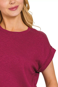 Women's Slub Cotton Modal V-Neck T-Shirt - Soft Everyday Basic Top