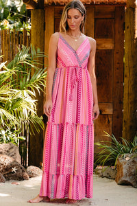 Printed Surplice Maxi Cami Dress - Trandify Deal