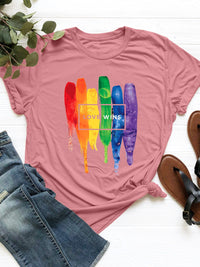 Graphic Round Neck Short Sleeve T-Shirt Trandify deal