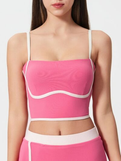 Women’s square neck active cami top with detachable chest pads for workouts and casual wear
