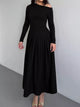 Ruched One Shoulder Bodycon Dress in Black