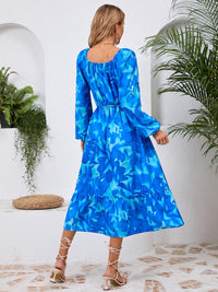 Printed Long Sleeve Midi Dress Trandify Deal