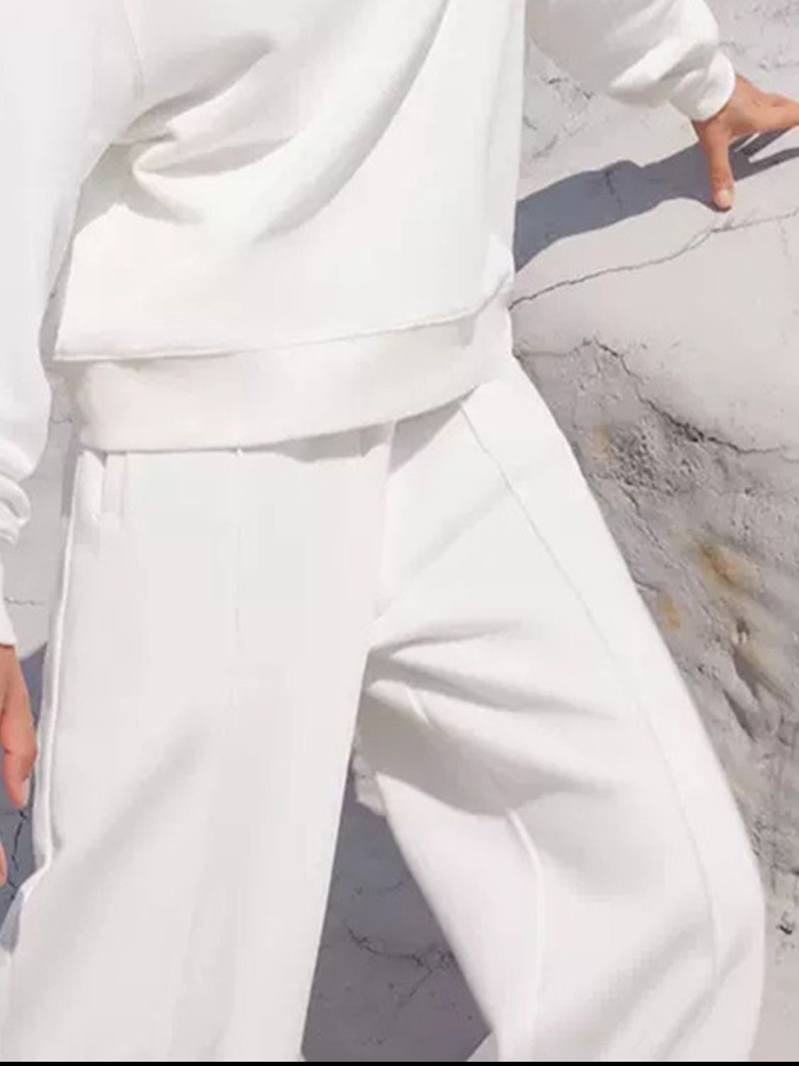 Round Neck Long Sleeve Top and Elastic Waist Pants Set Trandify Deal