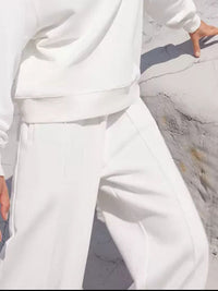 Round Neck Long Sleeve Top and Elastic Waist Pants Set Trandify Deal