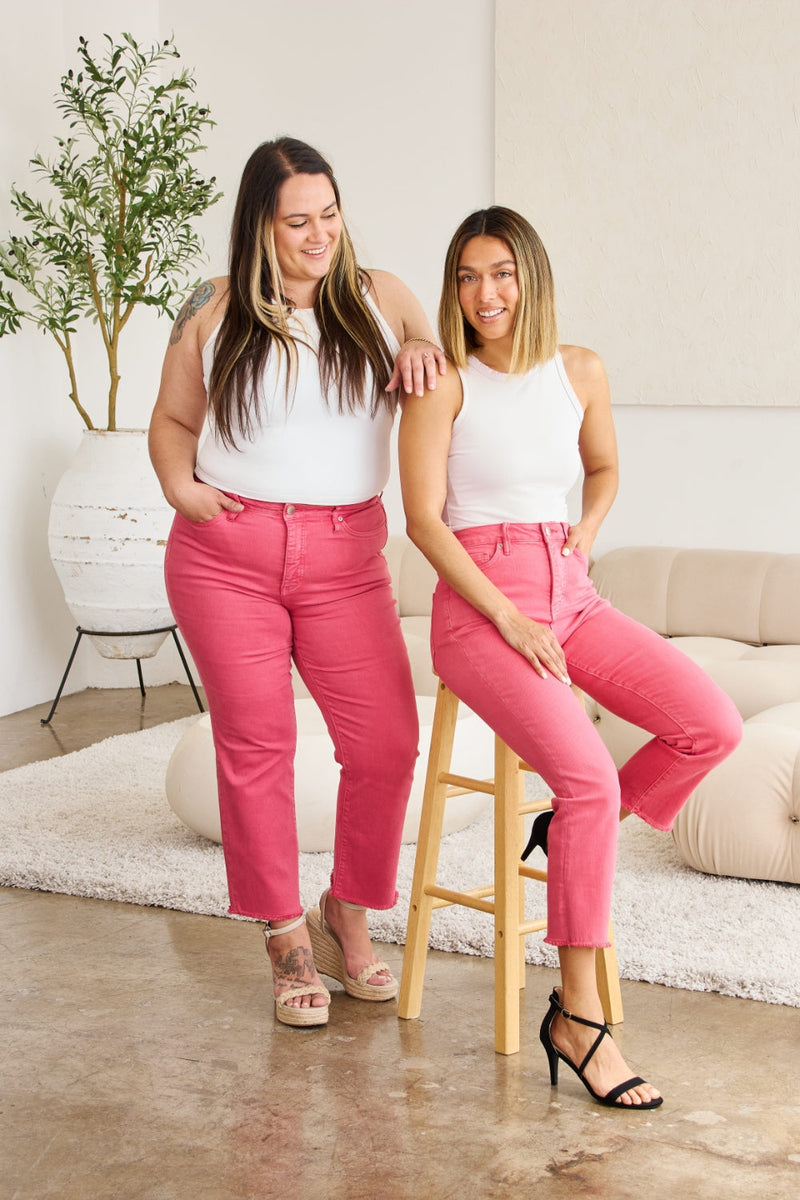 RFM Full Size Tummy Control High Waist Raw Hem Jeans Trandify deal