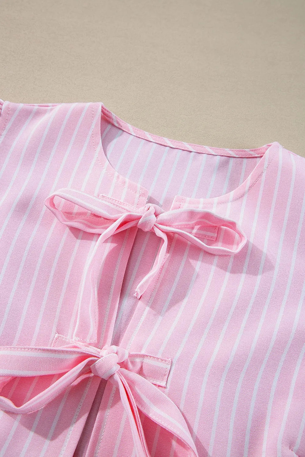 Women's Striped Peplum Blouse with Tie-Front Detail – Trendy Tops for Women