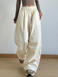 Women’s oversized wide leg drawstring pants in pink – boho chic high-waisted lounge pants