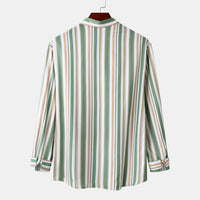 Breathable cotton blend men’s striped shirt for business casual outfits