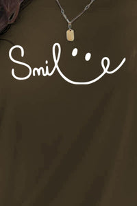 SMILE Round Neck Short Sleeve T-Shirt Trandify deal