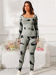 Scoop Neck Long Sleeve Active Jumpsuit Trandify Deal