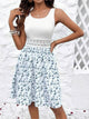 Lace Detail Floral Round Neck Sleeveless Dress Trandify deal