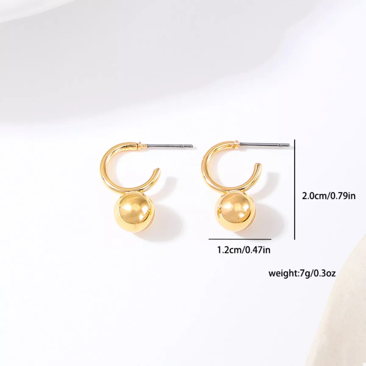 18K Gold Plated Ball Hoop Earrings for Women, Lightweight Jewelry