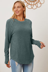 Basic Bae Full Size Ribbed Thumbhole Sleeve T-Shirt Trandify Deal