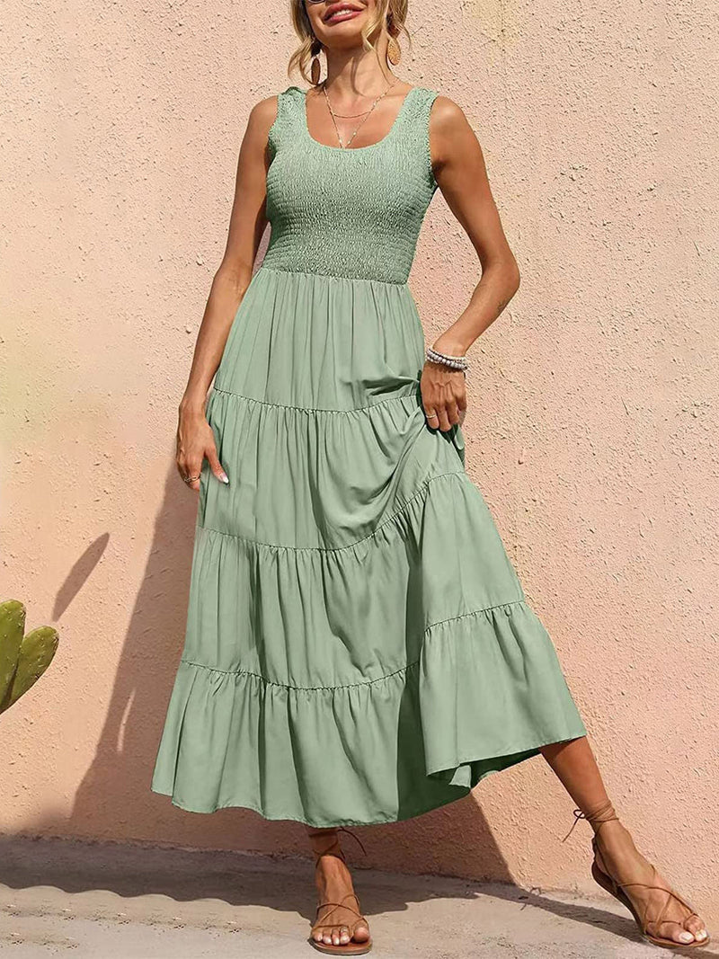Tiered Smocked Wide Strap Dress Trandify Deal