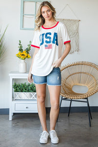 Heimish Full Size USA Contrast Trim Short Sleeve T-Shirt Trandify deal