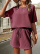 Waffle-Knit Half Sleeve Top and Shorts Set Trandify deal