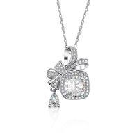 Moissanite Bowknot Pendant Necklace - Sterling Silver