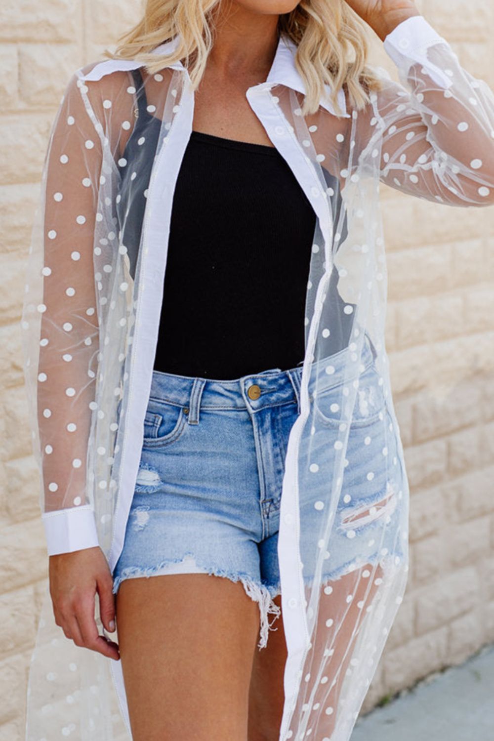 Polka Dot Long Sleeve Cover Up Trandify deal