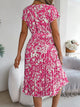 Tied Pleated Printed Short Sleeve Dress Trandify deal