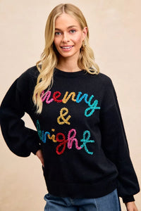 BiBi Tinsel Christmas Sweater | Embroidered Holiday Wear